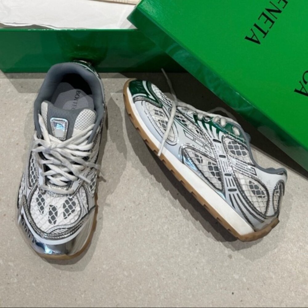 Bottega Veneta Silver Chunky Sneakers with Retro Style